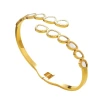 Cross-border titanium steel stainless steel bracelet, vacuum electroplated 18K gold, retro open spring women's jewelry, high-end accessory bracelet, wear-resistant and corrosion-resistant Item Picture